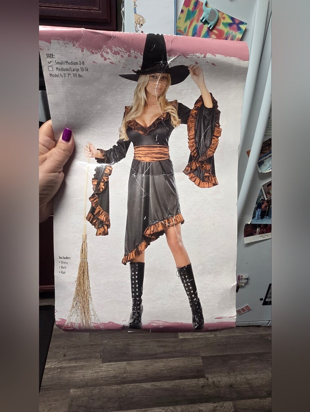 Black witch costume with hat and necklace, hoseSize: S #goth #halloween #costume